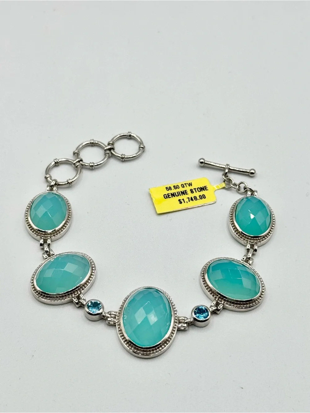Sterling Silver Swiss Topaz Natural Gemstone Bracelet